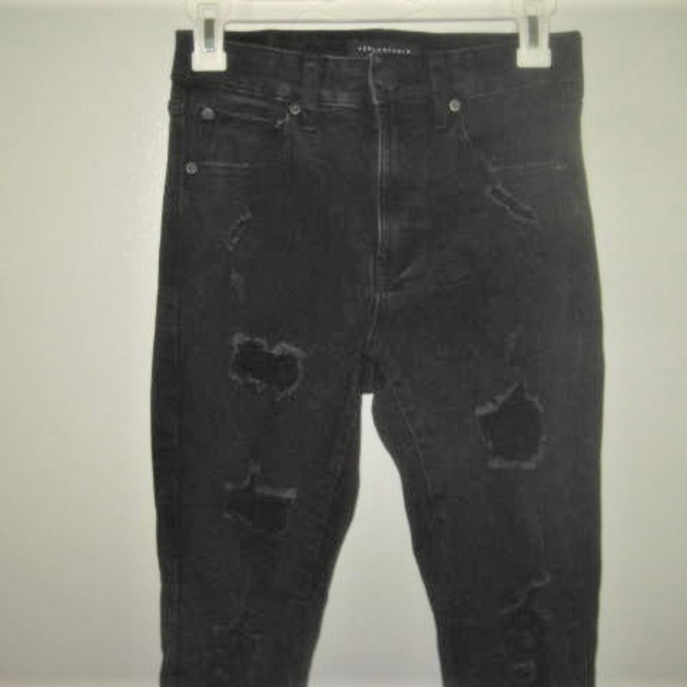 Aeropostale Jeans High Rise Jeggings Black Frayed Size 6 Reg